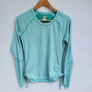 Lucy Women's Ruched Long Sleeve Athletic Long Sleeve‎ Green Top Size Small